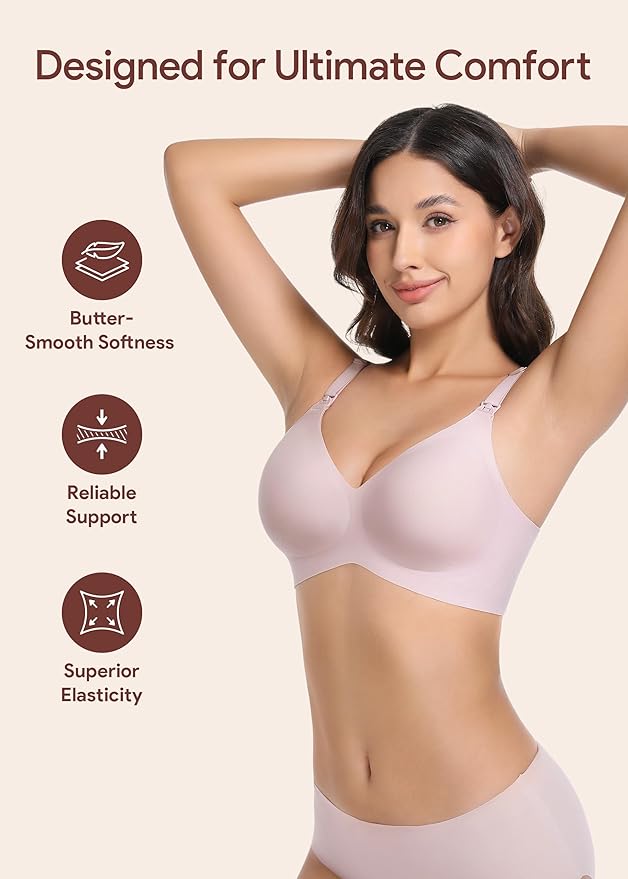 Maternity Nursing Bras Wireless Seamless Ultra-Soft Comfort for Breastfeeding Pregnancy Easy One-Handed Access Sleep Bra
