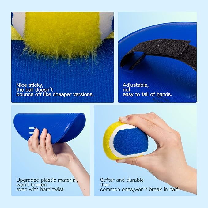 EVERICH Upgraded Toss and Catch Ball Game Set - Indoor and Outdoor Games for Kids 3-12, Beach Sand Pool Water Toy Includes 4 Paddles 4 Sticky Balls, Great Birthday Easter Gifts for Boys Girls