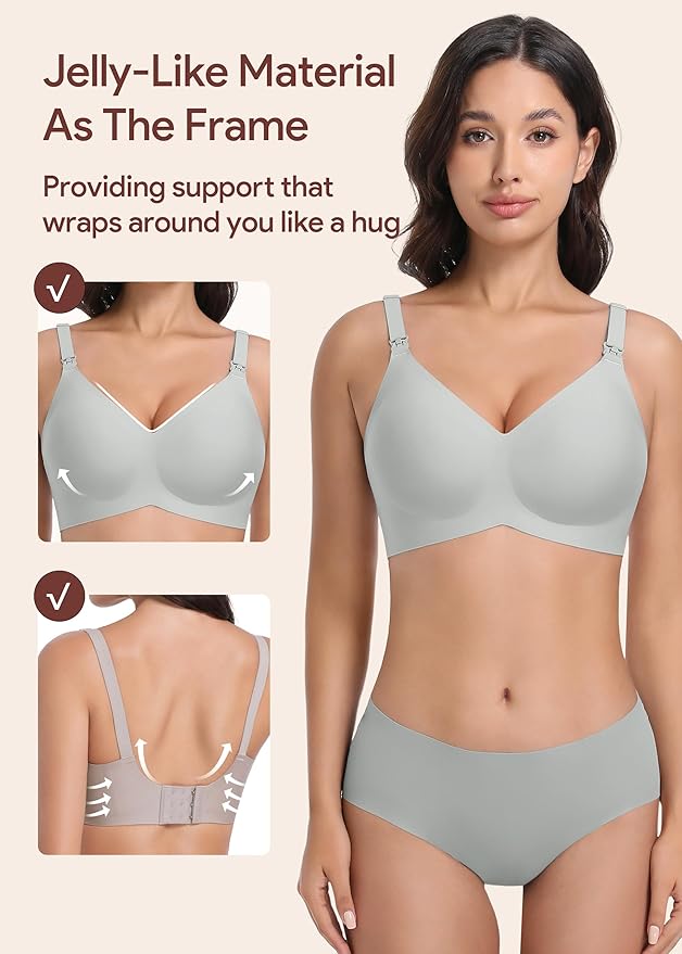 Maternity Nursing Bras Wireless Seamless Ultra-Soft Comfort for Breastfeeding Pregnancy Easy One-Handed Access Sleep Bra