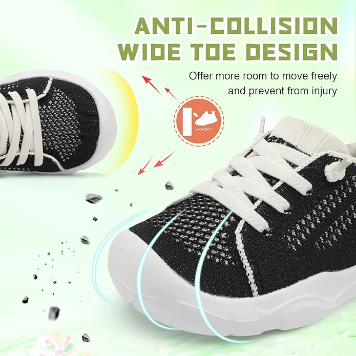 JIASUQI Toddler Shoes for Boys Girls Slip on Sneakers Wide Toe Walking Shoes Toddler Sock Shoes