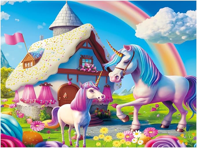 100 Piece Jigsaw Puzzle for Kids Age 4-8 Teens Gift Family Time (Pink Unicorns)