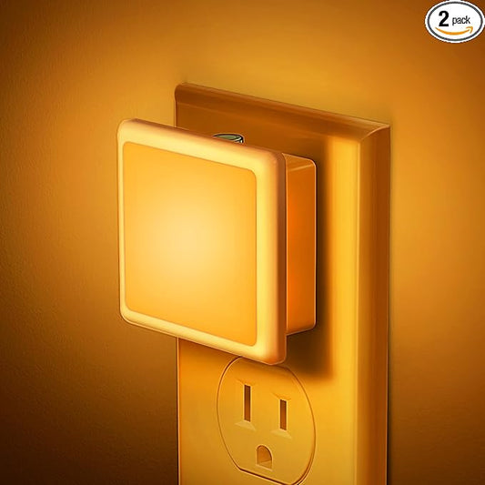 JandCase Amber Night Light[2 Pack], Night Lights Plug into Wall, LED Plug in Nightlight with Dusk-to-Dawn Sensor, 0.3W Dim Night Light for Sleep, Bedroom, Bathroom, Hallway, Non-dimmable