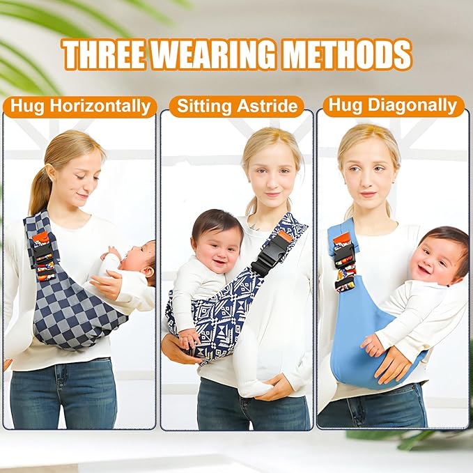 Baby Sling Carrier Newborn to Toddler Adjustable One-Shoulder Design with Hip Seat Support, Labor-Saving Baby Wraps Carrier 10-30 lbs(Leaf)