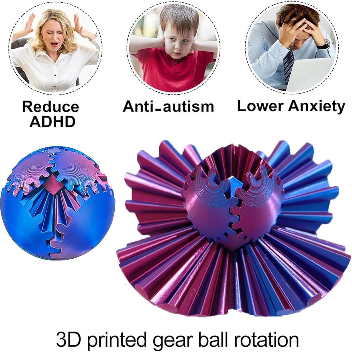 DIY Gear Ball, 3D Printed Gear Ball, Gear Ball Spin Ball or Cube Fidget Toy, Gear Sphere Desk Toy, Perfect for Stress and Anxiety Relaxing Fidget Toy Kids Adult Christmas Birthday Gift (Green)