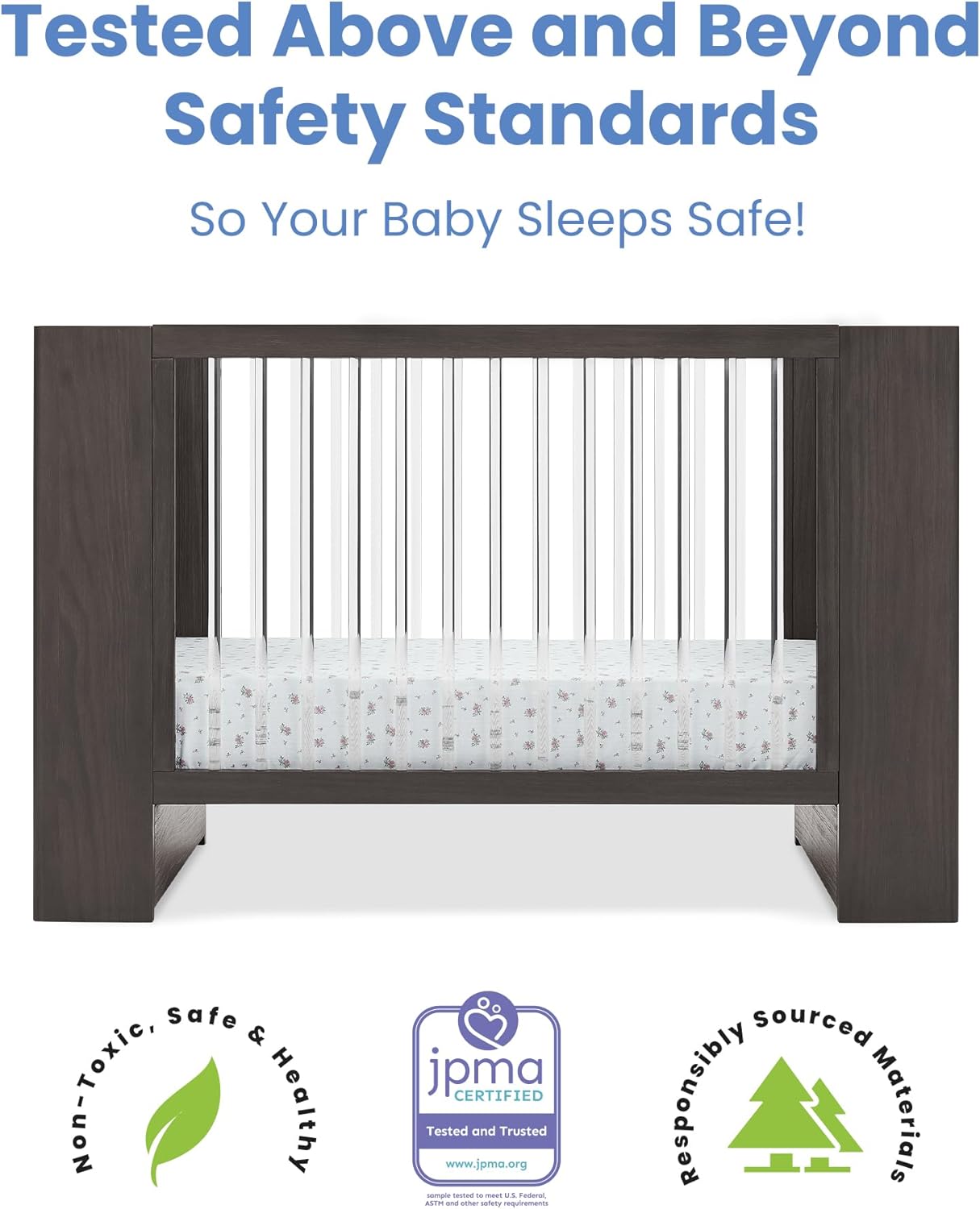 Delta Children Aerin 4-in-1 Convertible Crib - Greenguard Gold Certified, Rustic Grey