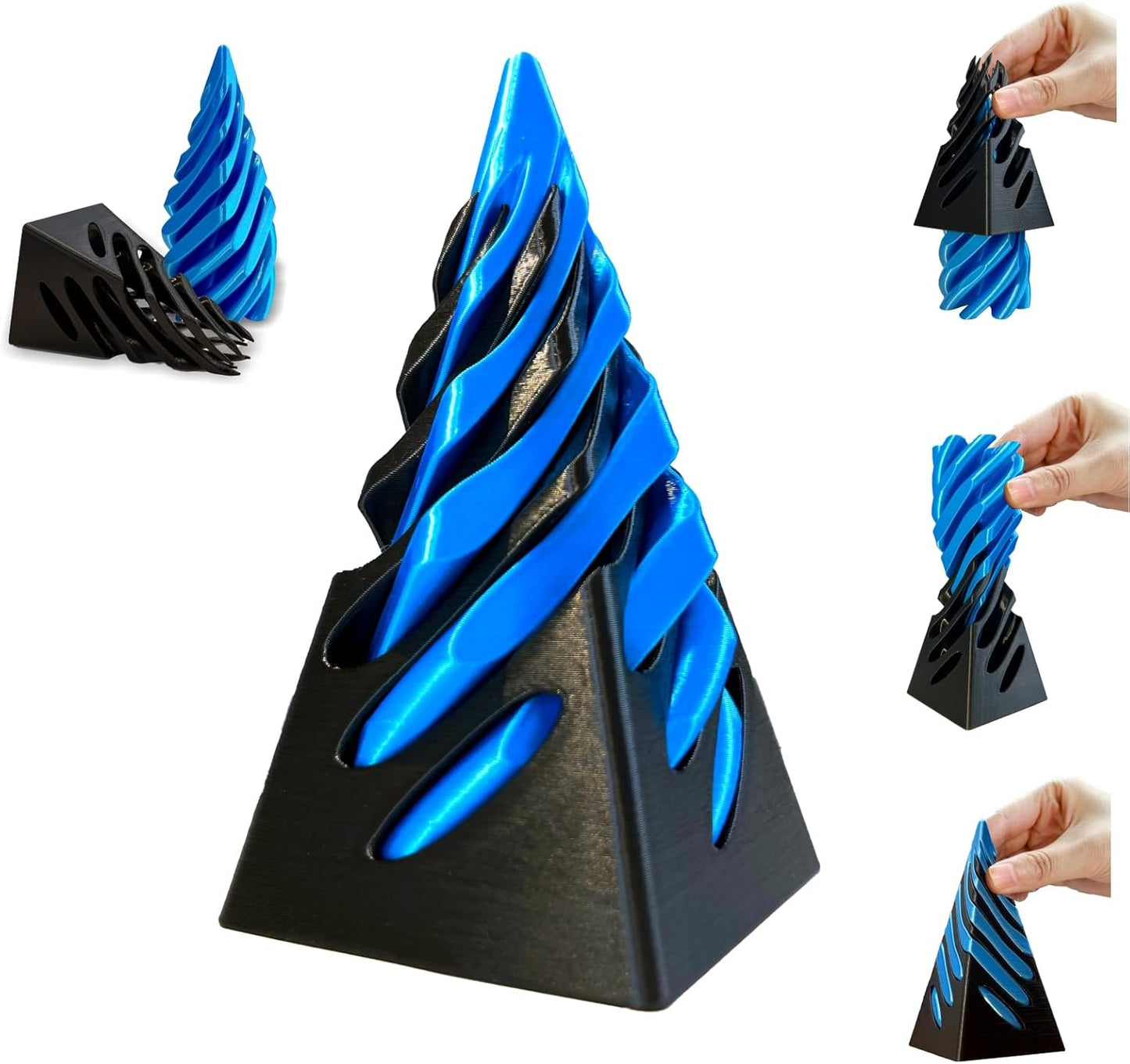 Impossible Pyramid Passthrough Sculpture-3D Printed Spiral Cone Fidget Toy, Pass Through Pyramid Fidget Toy, Vortex Thread Illusion Desk Toy for Adult, 4inch Helix Screw Fidget Toy for Stress Relief