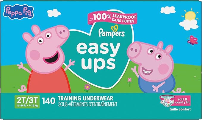 Pampers Training Pants - Easy Ups Girls & Boys - Size 2T-3T, 140 Count, Peppa Pig Potty Underwear (Packaging May Vary)
