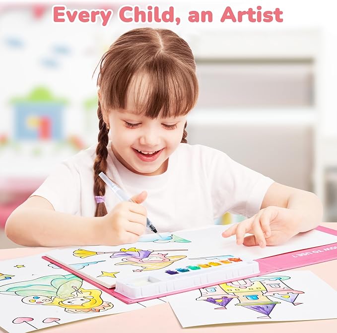 JoyCat Paint with Water Coloring Books for Toddlers, Watercolor Painting Sets for Kids Ages 3-5 4-8, Arts and Crafts Drawing Activities Toy Birthday Gift for Boys Girls (Magical Pony)