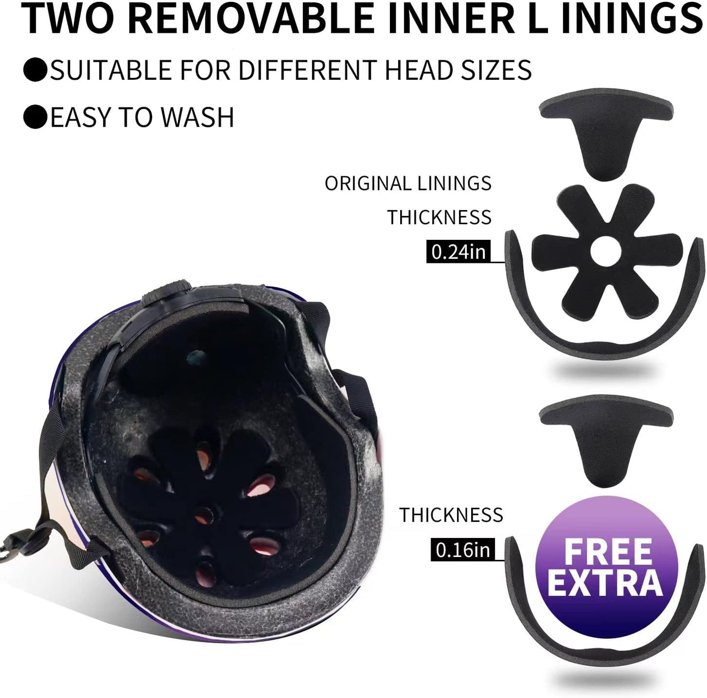 Adjustable Color Gradient Skateboard Helmet for 3-5-8-14+Ages【Toddler Kids Youth Adult】 Girls Boys Woman.Bike Helmet for Multi-Sports Cycling Bicycle Scooter Inline Roller Skate Rollerblading