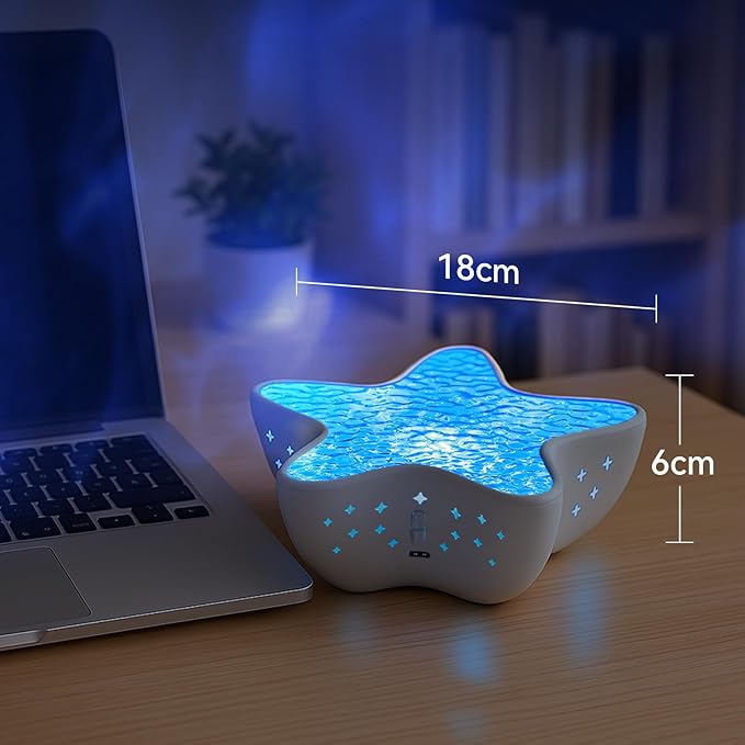 Galaxy Star Projector Light - 8-Color 3D Ocean Wave Water Ripple Night Lamp, Kids Bedroom & Living Room Decor, Romantic Gift