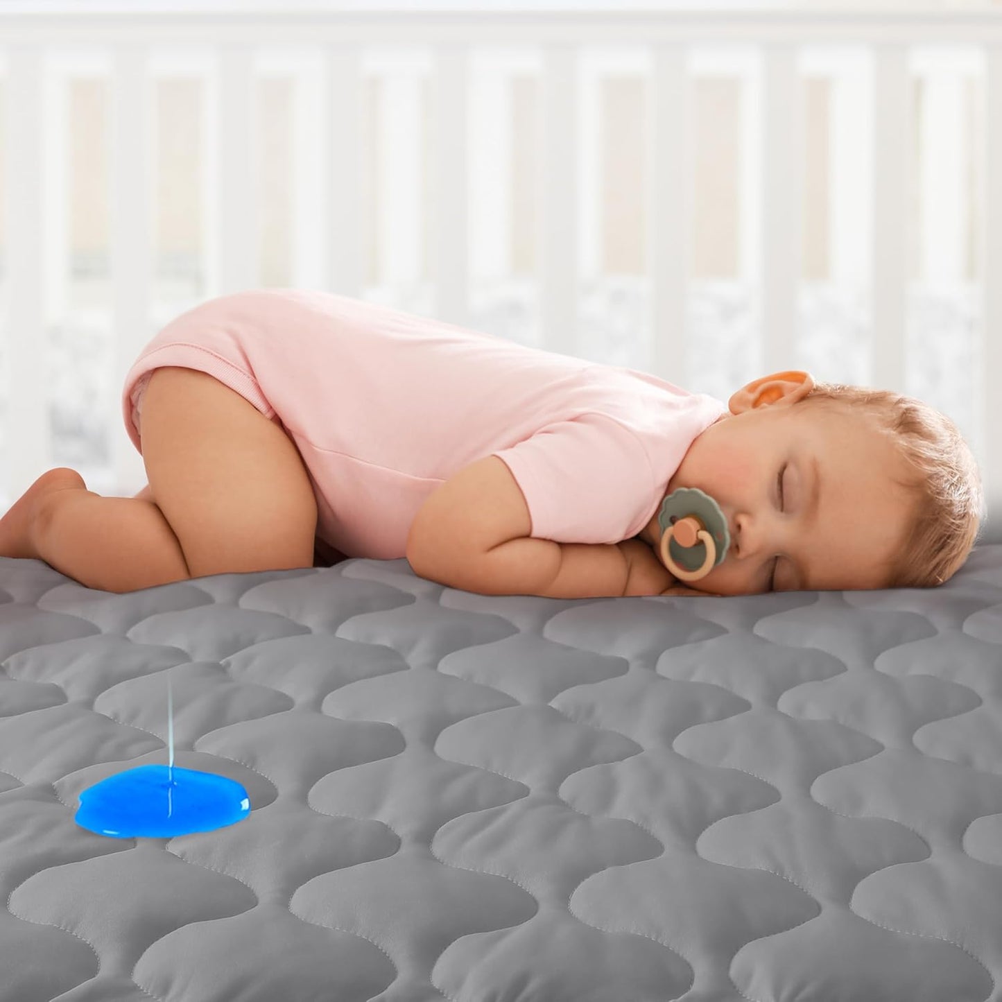 Yoofoss Waterproof Pack and Play Mattress Protector, Quilted Pack and Play Mattress Pad Cover Soft and Breathable, Playpen/Playard Mattress Sheet for Standard Pack n Play Size 39''x27'' - Dark Grey