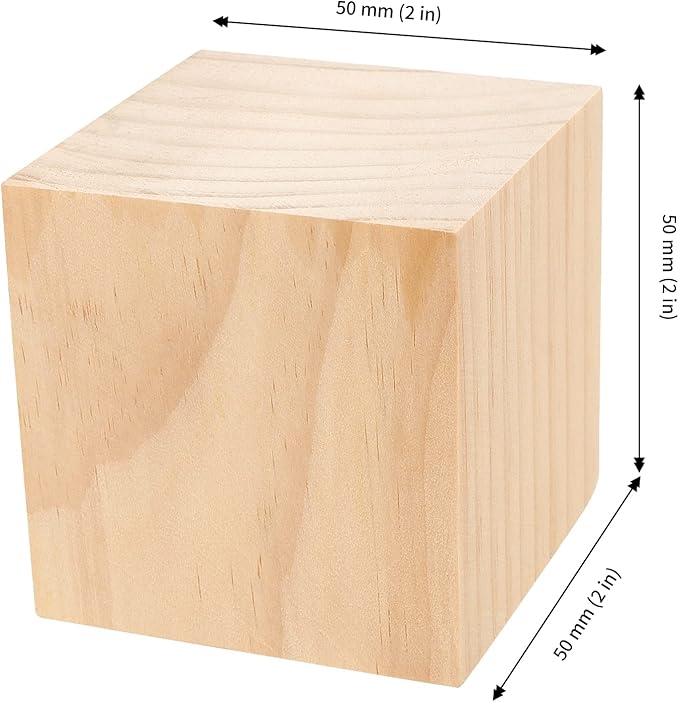 JAPCHET Pack of 60 Wooden Cubes, 2 Inch Natural Unfinished Wood Blocks, Blank Wood Cubes Blocks for DIY Crafts, Puzzle Making, Painting, Carving