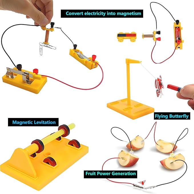 Delinx Science Experiments STEM Kit | Electromagnetism & Circuit Learning Set | Physics Lab Kit with Magnets, Solar Power, Magnetic Levitation | Educational Set for 6 7 8 9 10 12 Years Old Kids