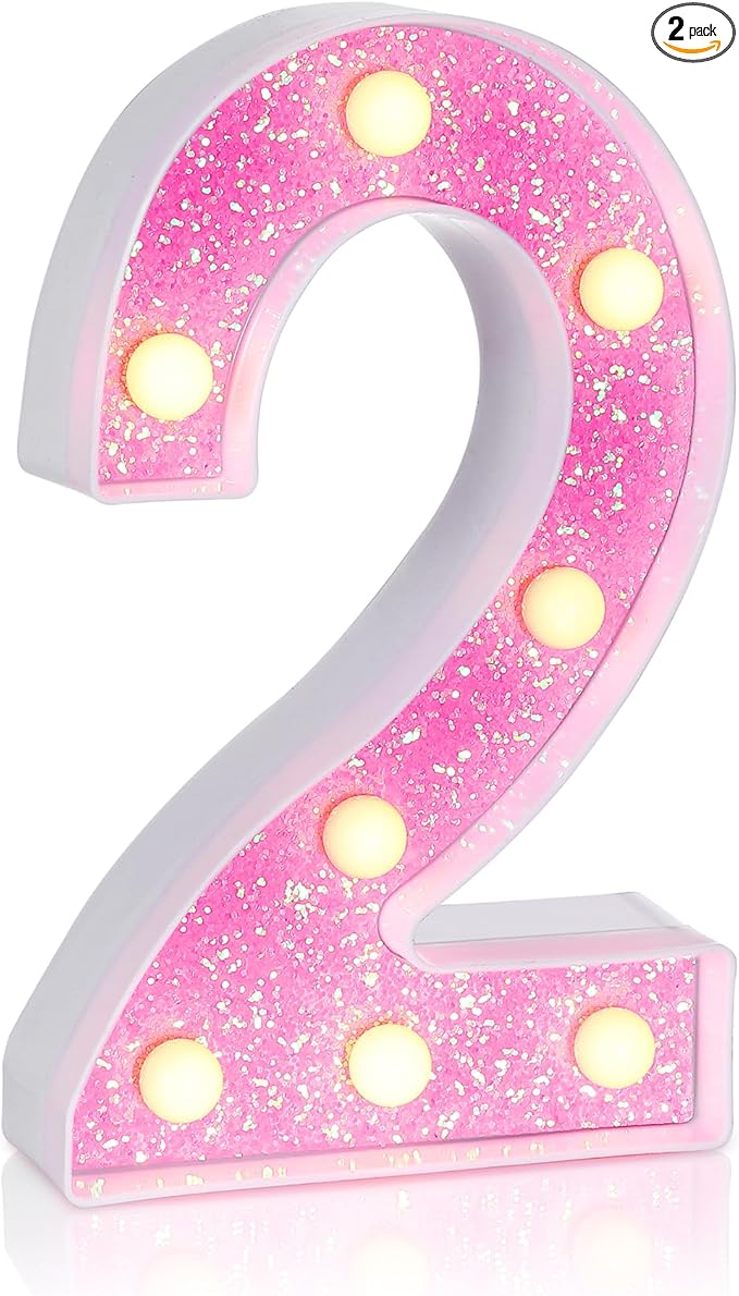 Foaky Pink Light up Letters，Pink Party Decorations,Girls Room Decor,Glitter Marquee Numbers,Alphabet Letter Sign for Night Light Birthday Party Girls Gifts, Home Bar Decoration (2)