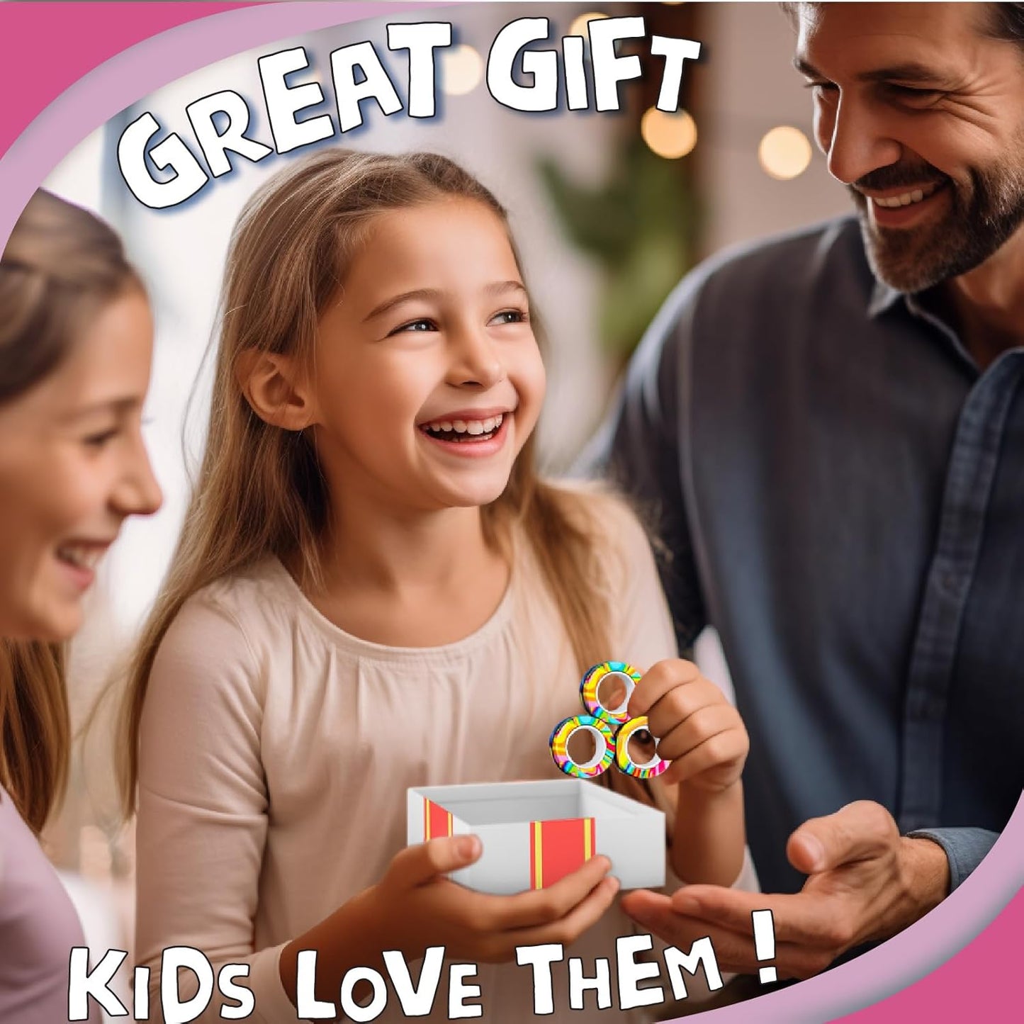 BUNMO Magnetic Rings - Fidget Toys Adults - Magnetic Fidget Rings - Endless Hours of Fun - Spin, Connect & Play - Addictive Fidget Toy for Boys & Girls - Great Teen Gift - Multicolor