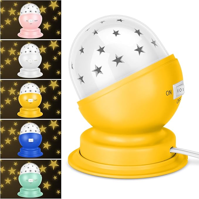Star Night Light for Kids, 360° Rotating Starry Projector for Kid’s Bedroom with Timer, Gift Choice, 3000K,Yellow,1 Pack