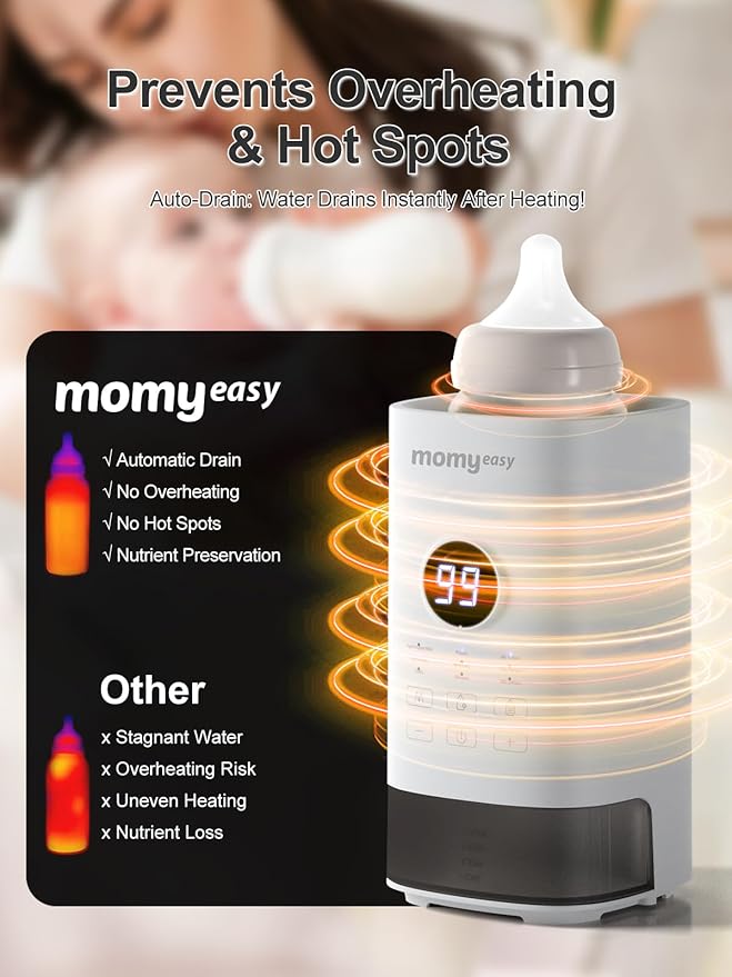 MOMYEASY Bottle Warmer, Fast Baby Bottle Warmer for All Bottles, Milk Warmer with Accurate Display Timer, Temperature Control and Auto Shutoff, Bottle Warmers for Breastmilk & Formula