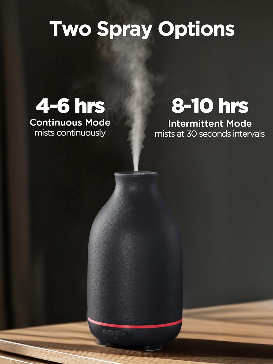 InnoGear Essential Oil Diffuser, 150ml Ceramic Stone Diffuser Handcrafted Aromatherapy Diffusers Ultrasonic Cool Mist Humidifier Vaporizor with 2 Mist Modes Waterless Auto Off for Room Office, Black