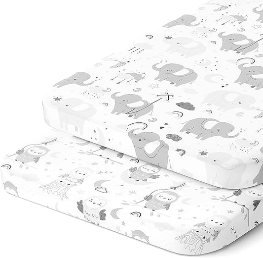 Bedside Bassinet Fitted Sheets for Milliard Bedside Bassinet Side Sleeper – Snuggly Soft 100% Jersey Cotton – 2 Pack