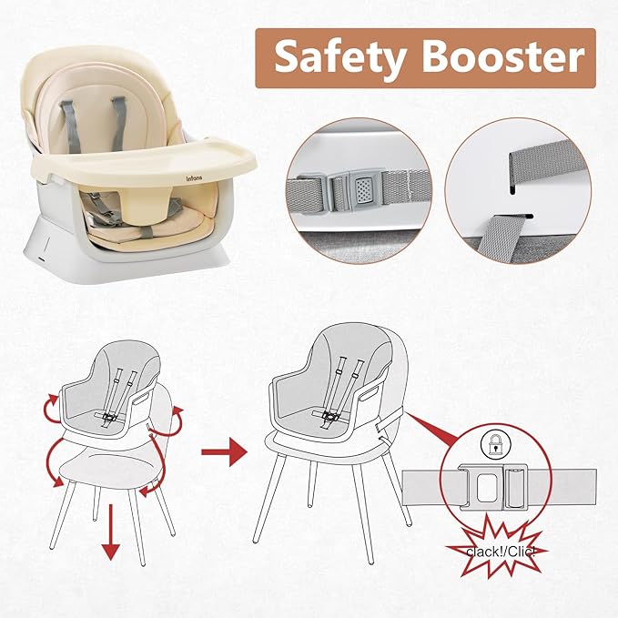 INFANS 8 in 1 Baby High Chair, Convertible Highchair for Babies and Toddlers, Infant Dining Booster Seat, Building Block Table, Kids Stool Table Chair Set with Removable Tray