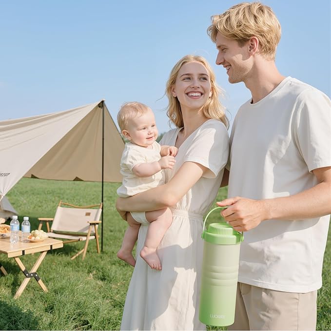 LUCKBEE Portable Breastmilk Cooler - 16oz Breast Milk Cooler Bottle with LCD Temp Display Cooling up to 24 Hours, Breastmilk Chiller with 2pcs Milk Storage Bottles, Breastfeeding Essentials for Baby