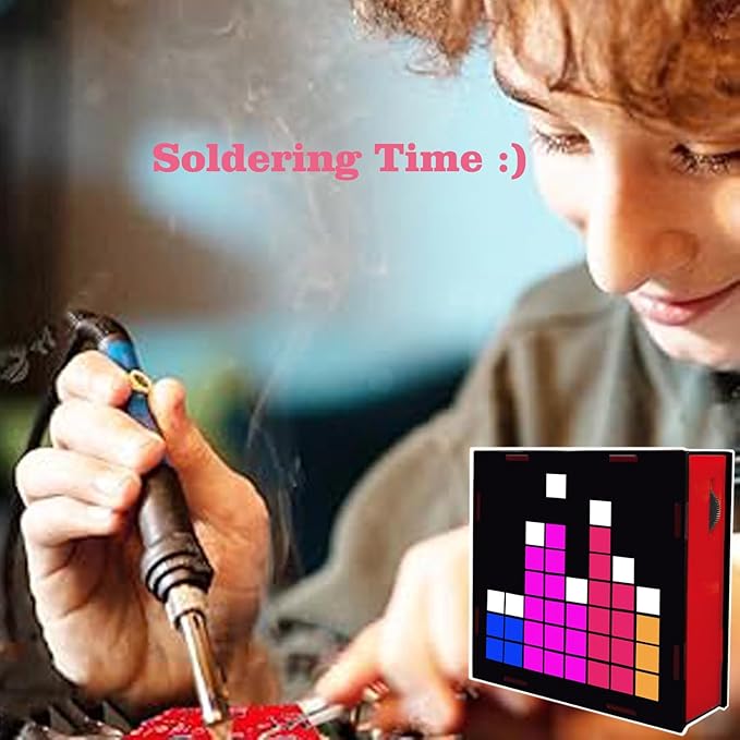 DIY Music Spectrum Soldering Project Kit, Music Active Pickups with Cool Animation and Pixel Arts for Fun，8x8 RGB Display, Great STEAM Project Kit and Gift for Friends and Family