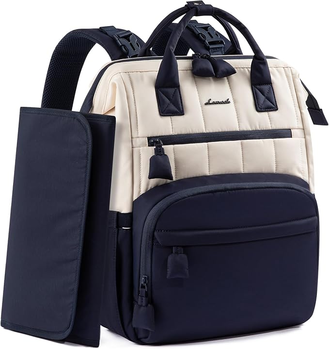 LOVEVOOK Puffer Diaper Backpack, Lightweight Baby Bag with Changing Pad, Diaper Bag for Mom Dad with Stroller Buckles
