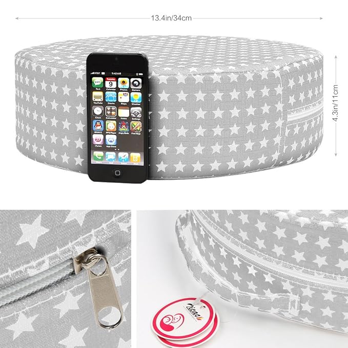 Zicac Kids' Anti-Slip Chair Booster Seat-High Chair Pad Heightening Dismountable Round Cushion (Gray)