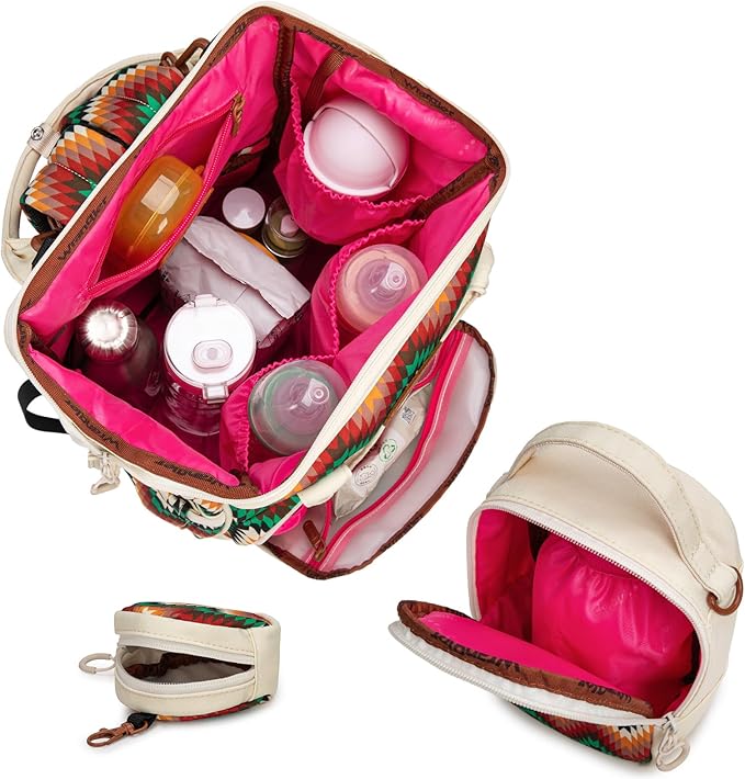 Montana West Wrangler Callie Diaper Bag Backpack with Pacifier Case, Crossbody Bottle Bag and Stroller Straps Western Pattern Multifunction Baby Travel Bag Set WG2216-9110TN