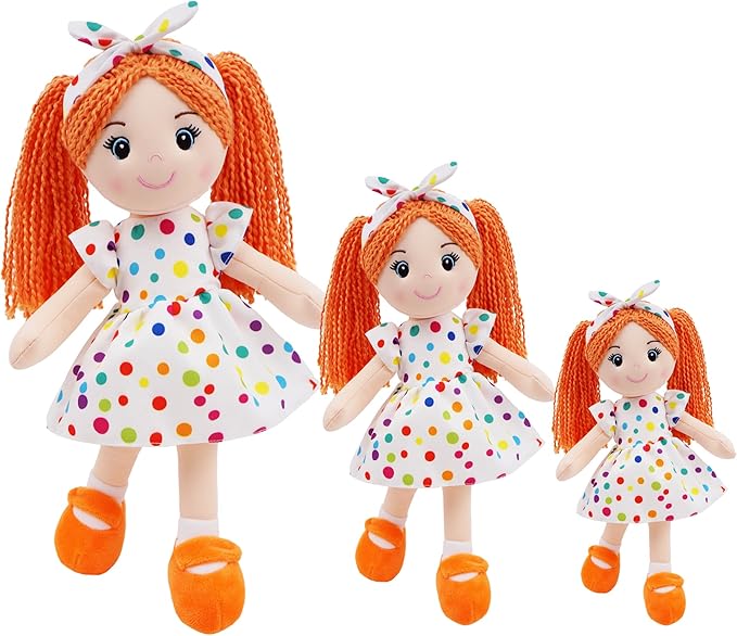 June Garden 23" Snuggle Cuties Bella - Soft Cuddly Plush Doll Gift for Girls - Huggable Rag Doll - Orange XL