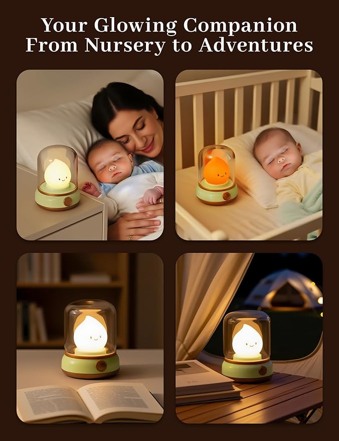 Smiley Lamp with Nature Noise, Cute Night Light & Candlelight, USB-C Rechargeable, Dimming, Fun Gifts for Adult Kids Teens
