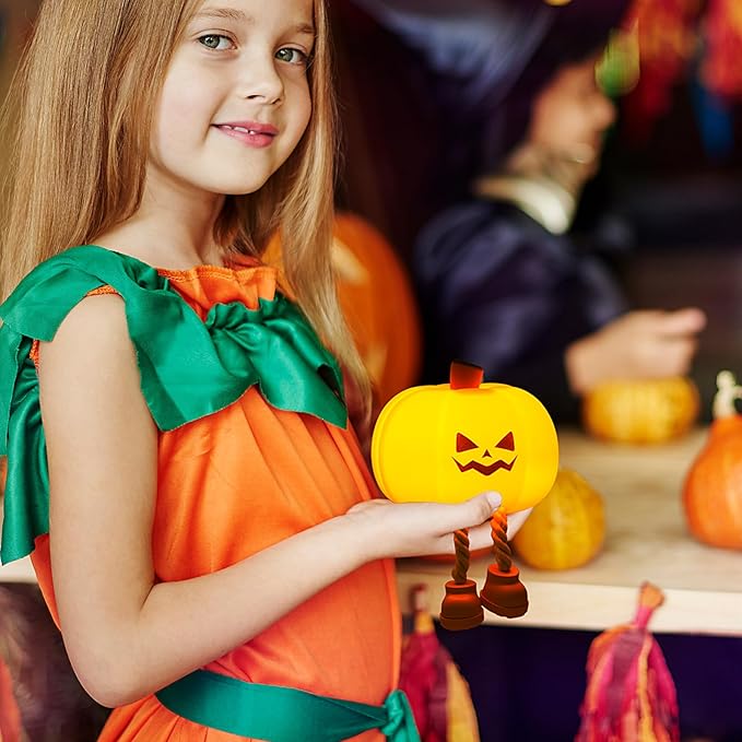 Pumpkin Night Light, Cute LED Pumpkin Lamp with 3 Level Dimmable, Nursery Nightlight for Kids, Silicone Rechargeable Bedside Touch Lamp, Funny Office Desk and Halloween Decor Toy for Woman and Kids