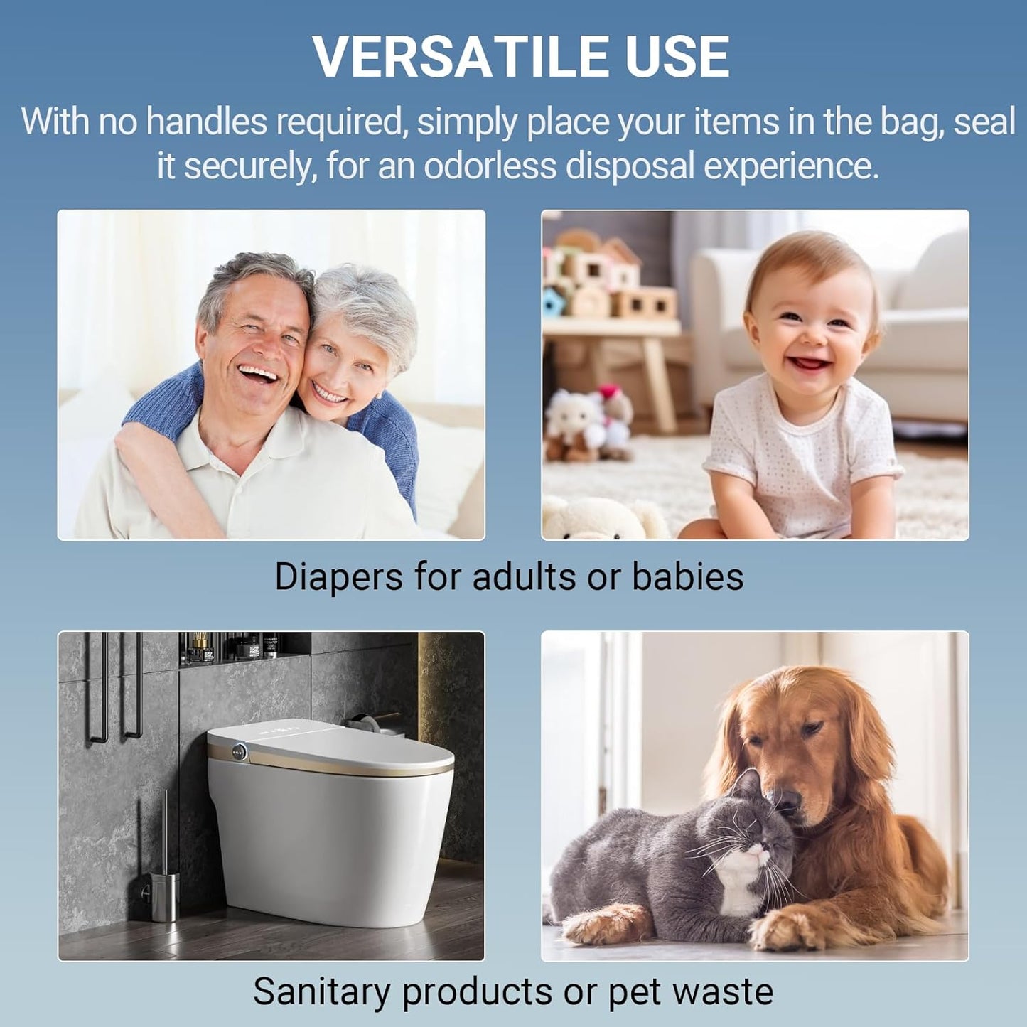 Calvana100 Pcs Extra Thick Adult Diaper Disposable Bags Odor Tight Sealing Disposal Bags Tear Resistance Adult Diaper Genie Extra Large Prevents Leakage Incontinence Disposal Bags (12 X 17 In)