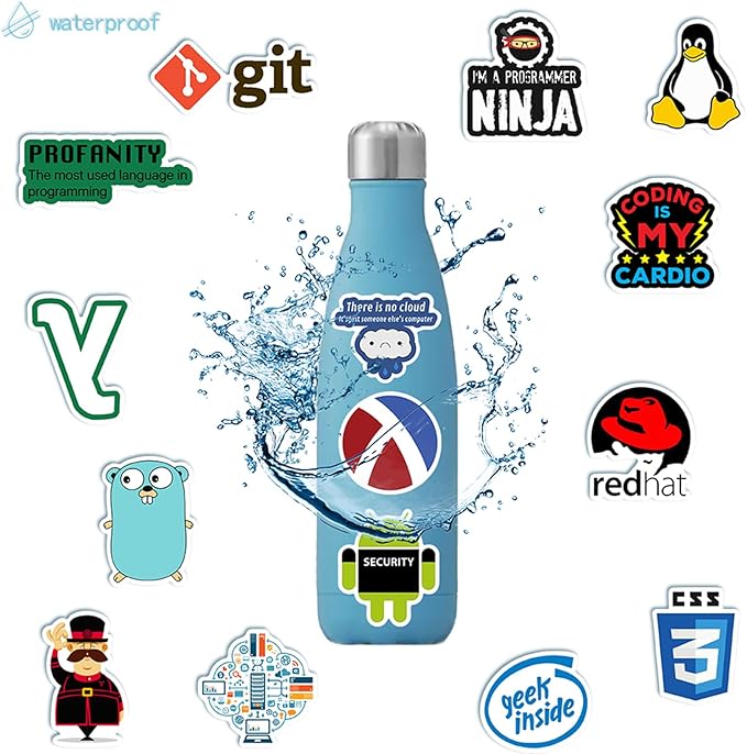 100PCS PCS Programming Stickers Funny, Vinyl Waterproof for Water Bottle Laptop Luggage Guitar Gifts for Teens Girls Kids Adult Students Funny
