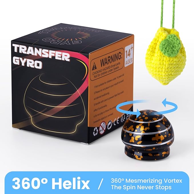 MAGICYOYO Kinetic Desk Toy Ball - Metal Fidget Spinner for Anxiety & ADHD Relief, Optical Illusion Spinning Toys for Adults, Parents - Ideal Gift for Office & Home (1.54'' , Black Golden)