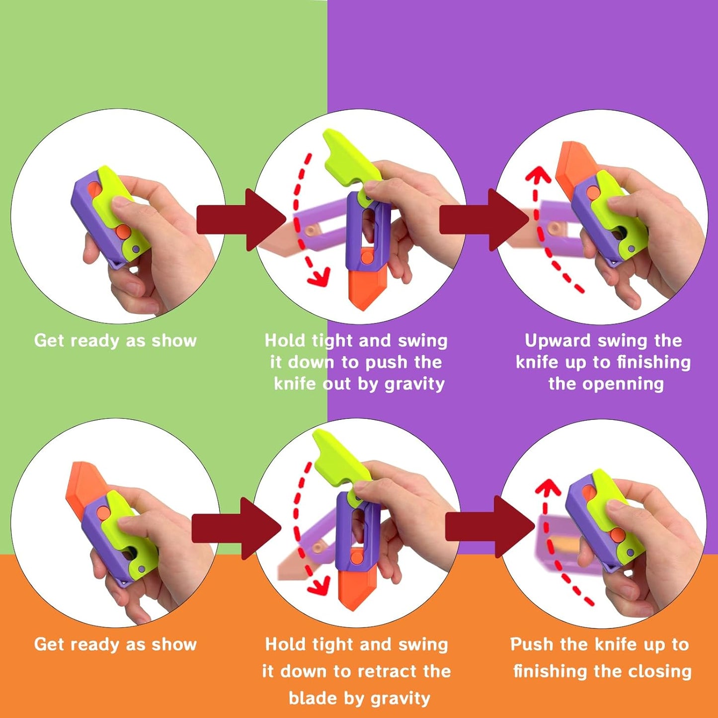 Fidget Gun Toy Set 2PCS 3D Printed Mini 1911 Fidget Gun Knife Toy Gravity Pistol Toy Adults Stress Relief Toy Sensory Toys for Kids Friends Christmas Birthday Gift