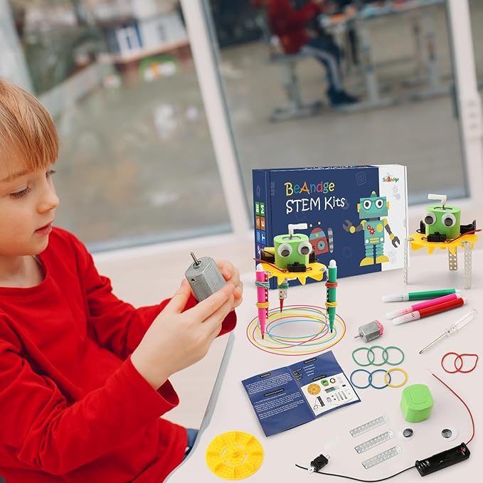 Bulk STEM Craft Kits for Kids 8-12: 4-Pack Doodling Robot Building Kits, Classroom Activities & Science Experiments, Educational Robotics DIY Project for Boys Girls, STEM Toys for School Clubs