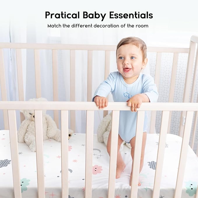 Yoofoss Baby Crib Sheets for Boys Girls, Fitted Crib Sheet 2 Pack for Standard Crib and Toddler Mattress, Super Soft Microfiber Baby Sheet 28x52x8in(Cloud)