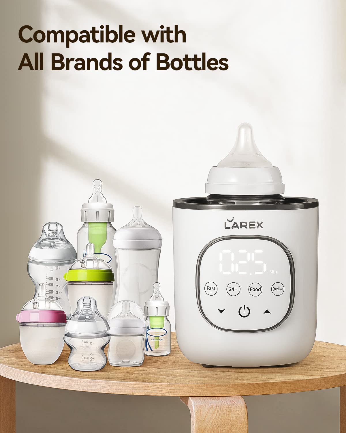 LAREX Bottle Warmer, Fast Baby Bottle Warmer for Breastmilk and Formula, with Timer and Accurate Temp Control, 8 in 1 Baby Milk Warmer BPA Free with Digital Display, Bottle Warmers for All Bottles