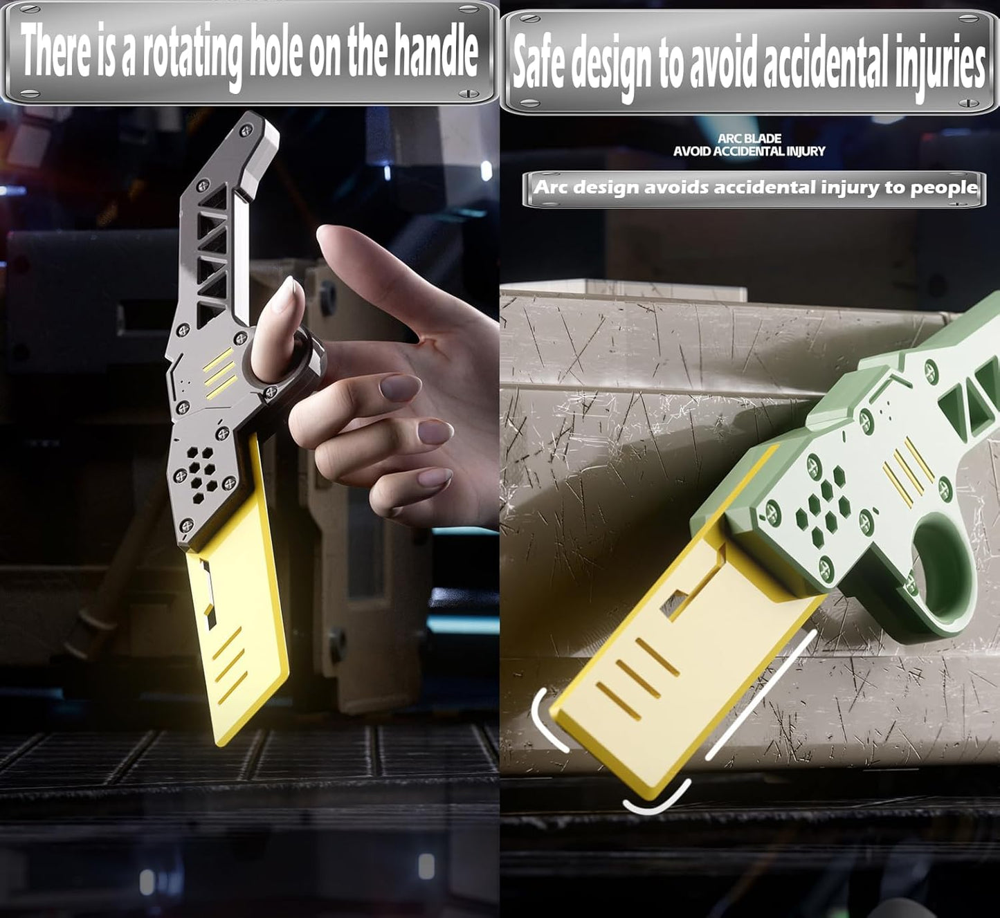 Carrot Radish Catapult Knife- Stress Relief Fidget Toy with Decompression Features - 3D Printed Practice Prop EDC Purple Green PUGR-N1