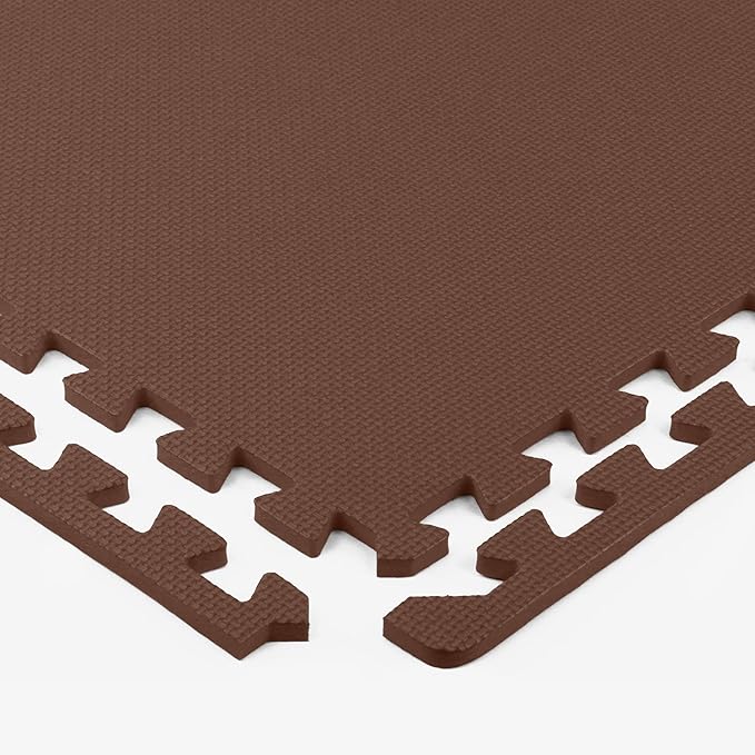 Flooring Inc's 1/2" Soft Non-Toxic Baby Play Mat, Toddler Playmat, Colorful Puzzle PlayMat, Floor Mats for Kids & Babies, EVA Foam Interlocking Tiles for Nursery & Playroom | Brown, 20 Tiles, 80 Sq/Ft