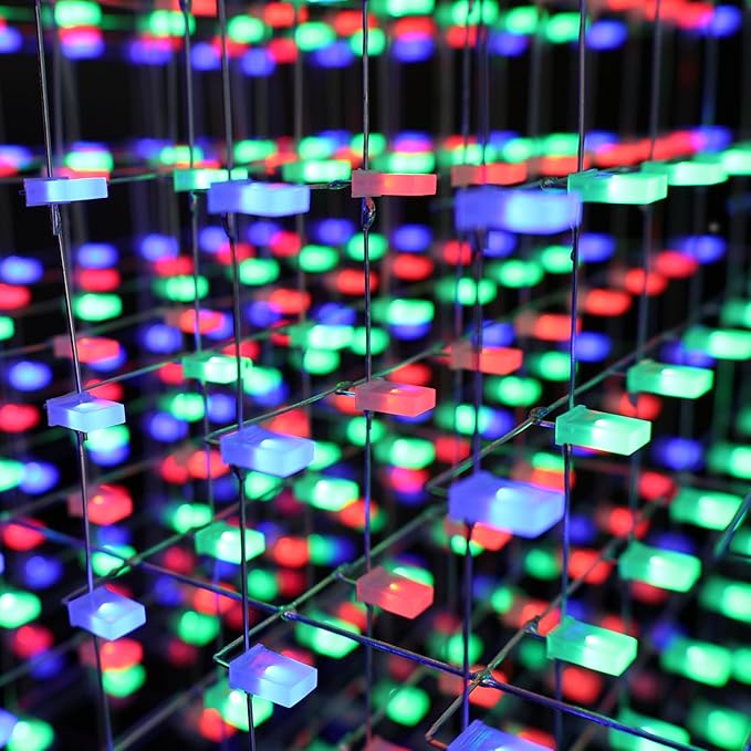 iCubeSmart 3D LED Cube DIY Electronics Kit 8x8x8 - Soldering Project and Learning Kit (3D8S-MULTI)