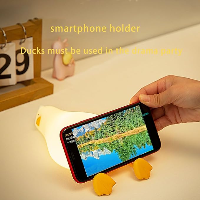 Lying Flat Duck Night Light,Three Level Dimmable Touch Control LED Silicone Duck Lamp, Rechargeable Soft Lights for Bedside Decor
