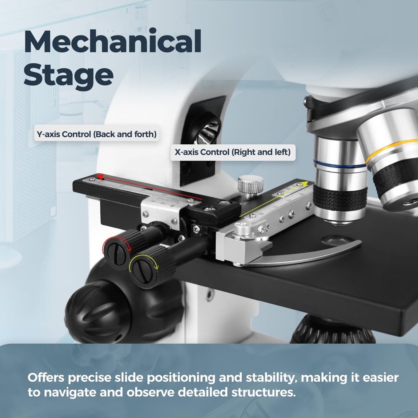 ESAKO 40-2000X Microscope for Kids Students Adults, with Mechanical Stage, Carry Bag & Slides Set Metal Body Microscope for Science Education School Laboratory