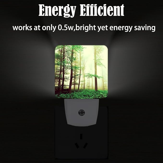 Misty Forest Night Light,Plug-in Nightlights Auto Sensor Night Lamp Dusk to Dawn Lamp Home Decor for Nursery Children Girls Boys