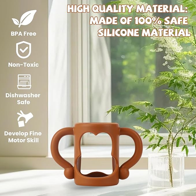 Bottle Handles for Dr. Brown's Narrow Baby, Wide-Neck, Removable Easy-Grip Transitional Sippy Cup Handles, 100% Silicone-BPA-Free Material, 4m+ (White, Green, Blue)