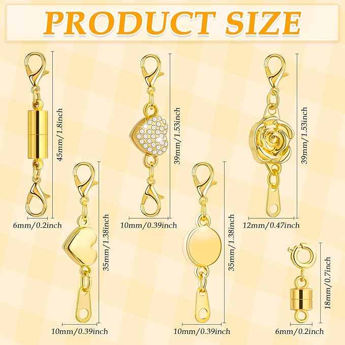 Paxcoo 12Pcs Magnetic Necklace Clasps and Closures, Locking Magnetic Jewelry Clasps, Magnetic Necklace Extender, Necklace Clasp Helper for Necklaces, Bracelets and Jewelry