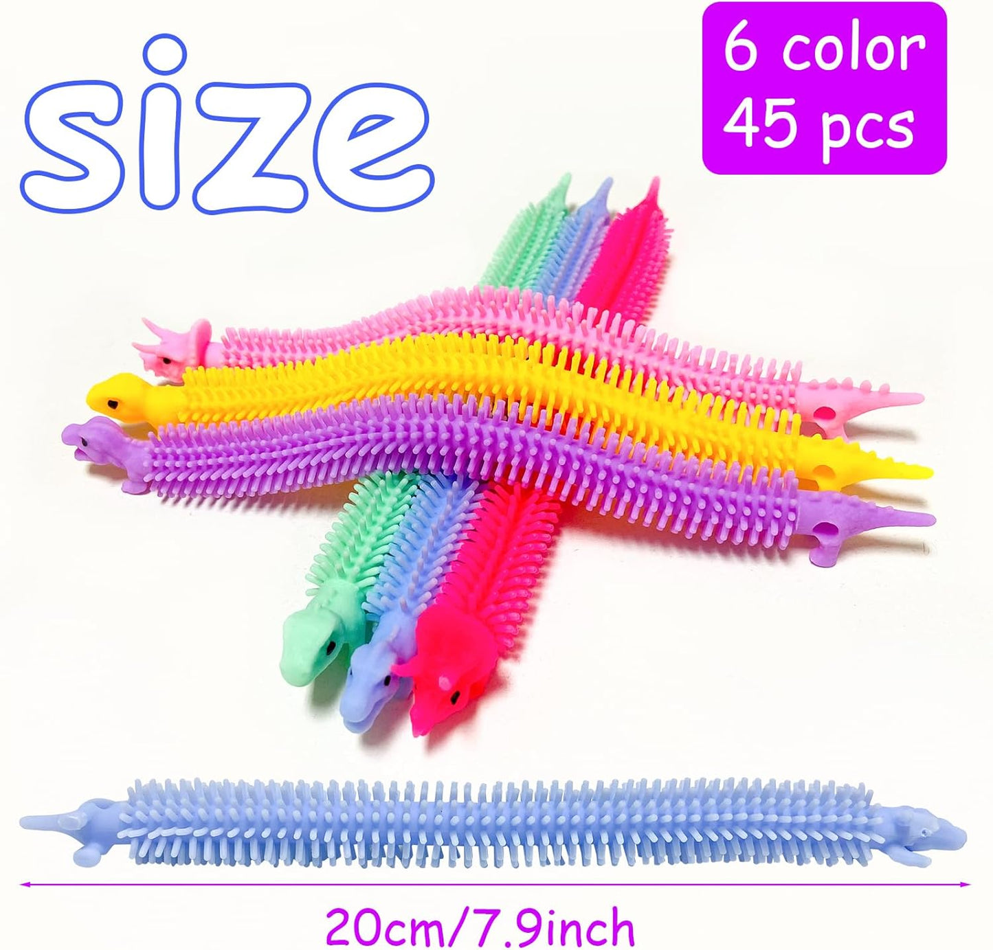 45PCS Stretchy Fidget Toy,Dinosaur Sensory Fidget Block Toys,Muticolor Stretchy Strings Toy for Stress Relief,Claming,Birthday Children's Day Gift,Kids or Adults, Party Favors Stocking Stuffers