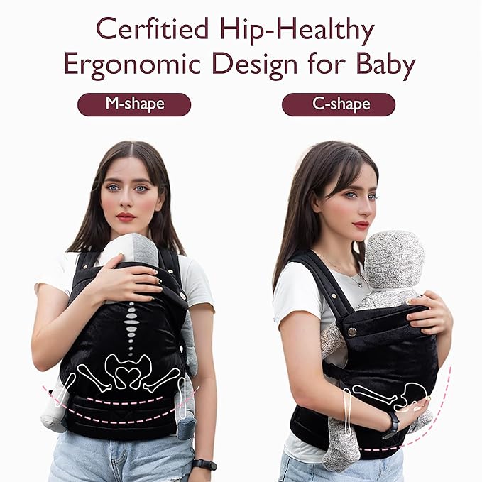 Baby Carrier for Newborn to Toddler, Cozy Baby Wrap Carrier 7-35 lbs, Ergonomic Backpack Design, Front and Back Facing Options, Black