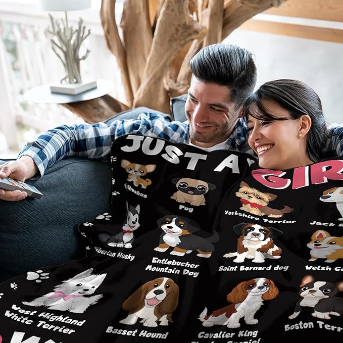 Puppy Blanket Gift for Lover, Dog Gifts for Women, Christmas Birthday Gift for Her Daughter, Just a Girl Who Loves Dogs, 50 * 60" Soft Warm for Sofa Bed Blankets